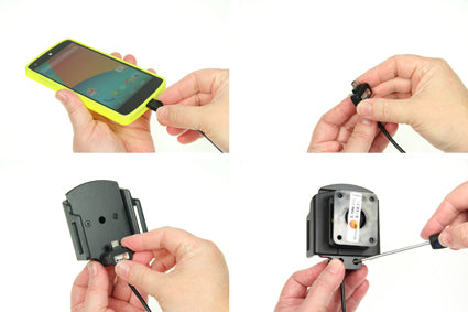 Brodit Auto-Halterung mit Zigarettenanzünder, Micro-USB-Anschluss – für Smartphones – Schwarz, ABS-Kunststoff