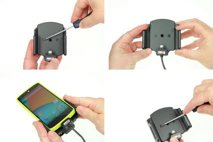 Brodit Auto-Halterung mit Zigarettenanzünder, Micro-USB-Anschluss – für Smartphones – Schwarz, ABS-Kunststoff