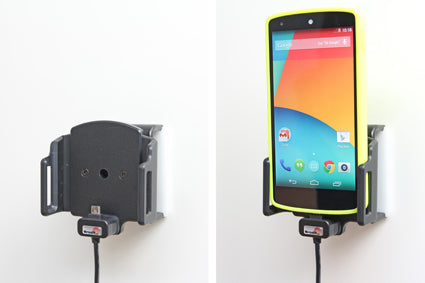 Brodit Auto-Halterung mit Zigarettenanzünder, Micro-USB-Anschluss – für Smartphones – Schwarz, ABS-Kunststoff
