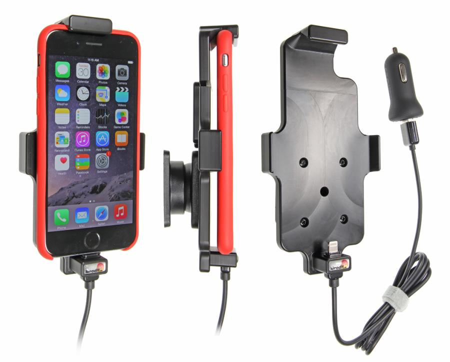 Brodit Auto-Halterung mit Zigarettenanzünder und USB-Strom – für iPhone 6/6s/7 – Schwarz, Kunststoff
