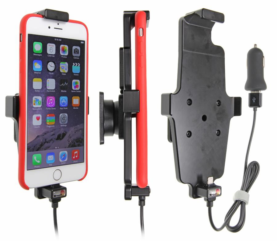 Brodit Auto-Halterung, aktiv mit Stromversorgung (Zigarettenanzünder/USB) – für iPhone 6 Plus – Schwarz