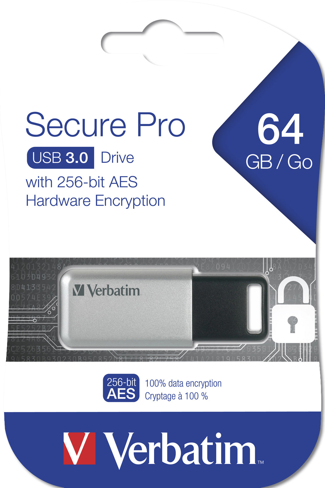 Verbatim Hi-Speed Store'N'Go Secure – 64 GB USB-Stick, USB Typ-A (USB 3.2 Gen 1), 256-Bit AES Passwortschutz