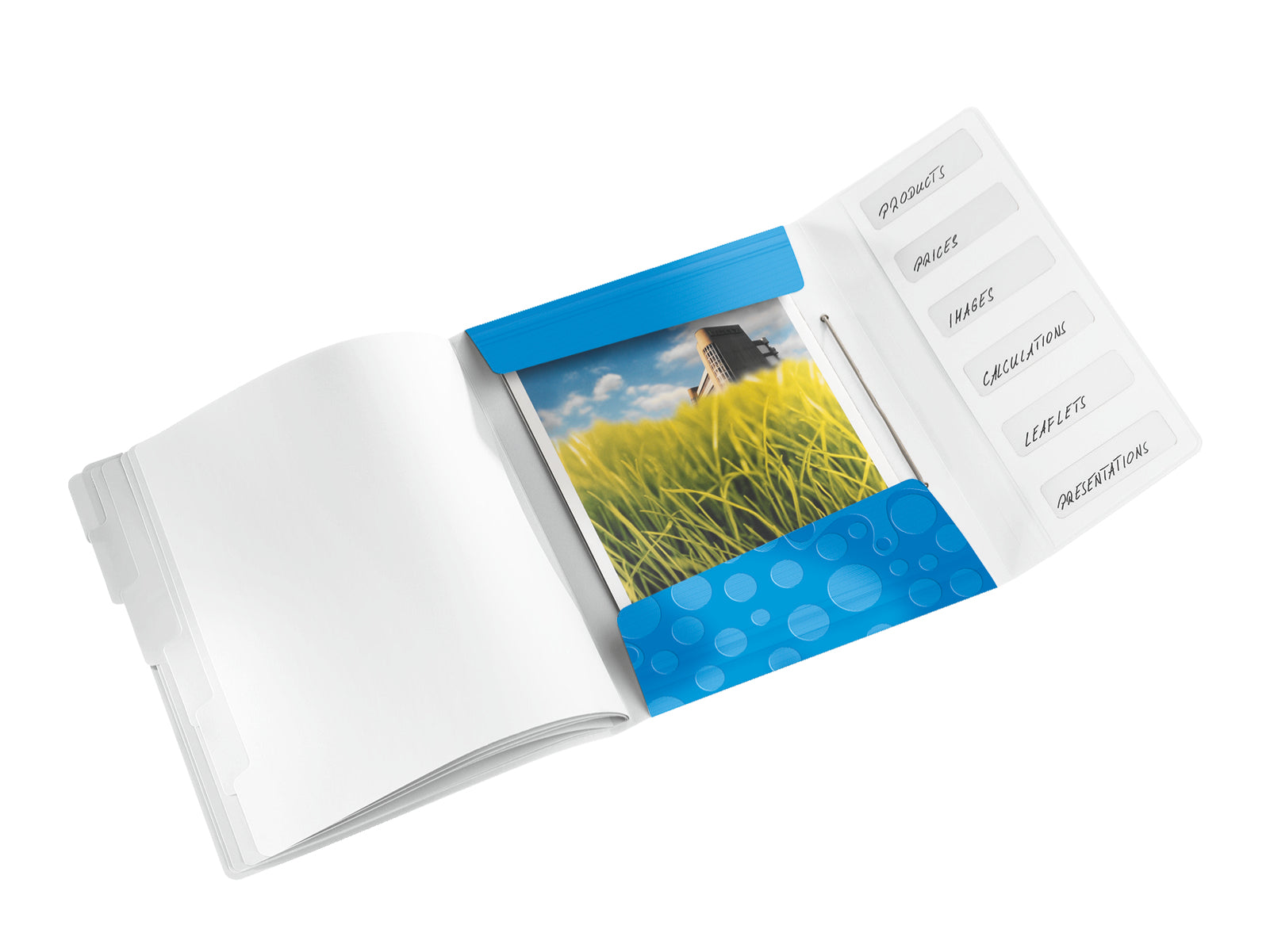 Leitz WOW A4 Fächermappe – 6 Fächer, Gummiband, Polypropylen (PP), Blau, Metallisch, 3 Klappen, mit Taben