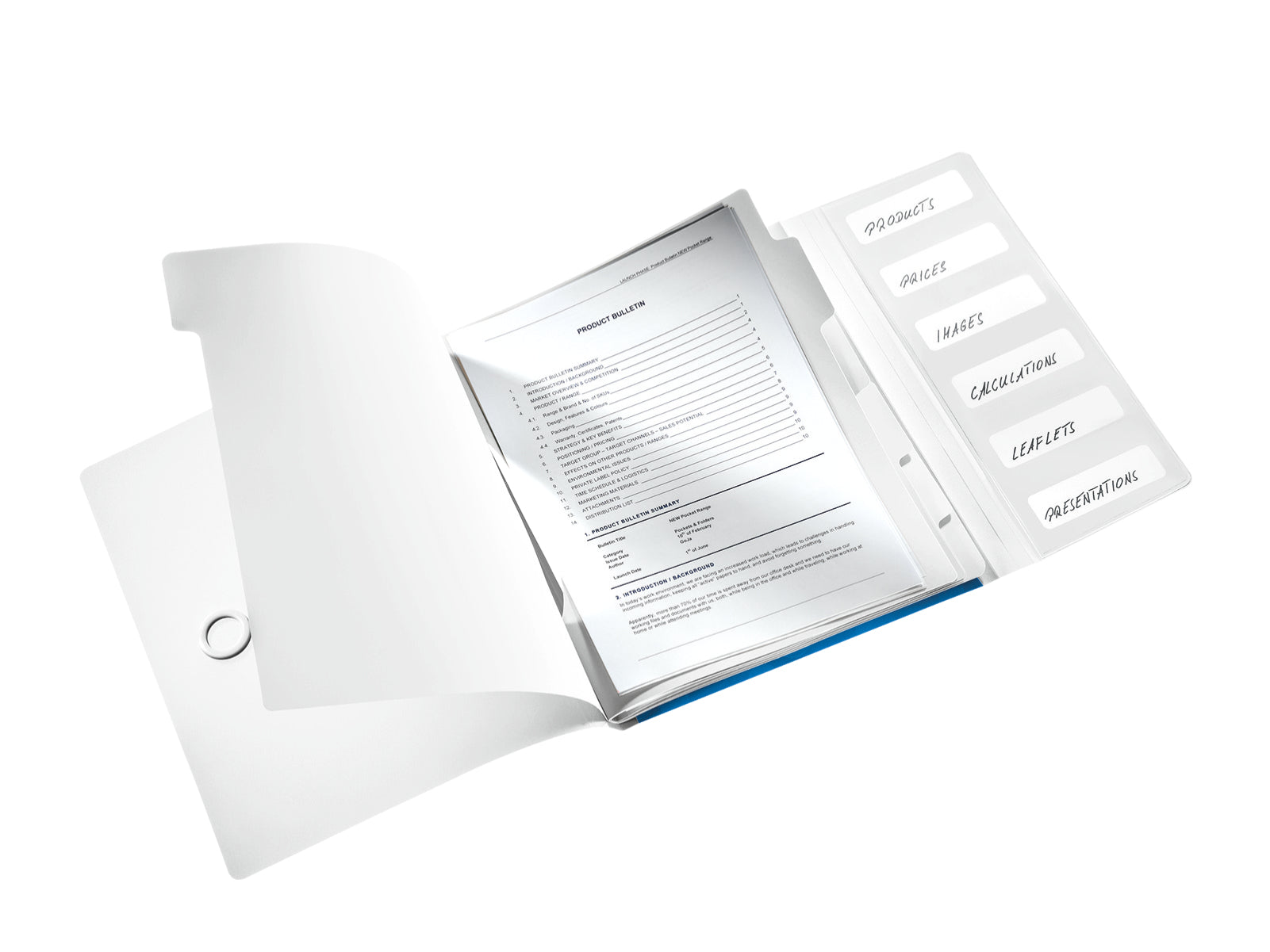 Leitz WOW A4 Fächermappe – 6 Fächer, Gummiband, Polypropylen (PP), Blau, Metallisch, 3 Klappen, mit Taben