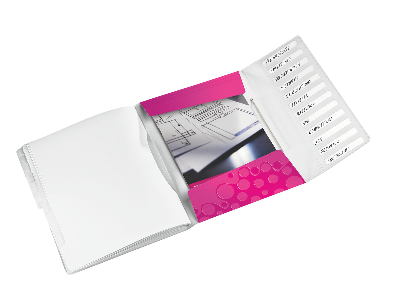 Leitz WOW A4 Fächermappe – 12 Fächer, Gummiband, Polypropylen (PP), Pink Metallic