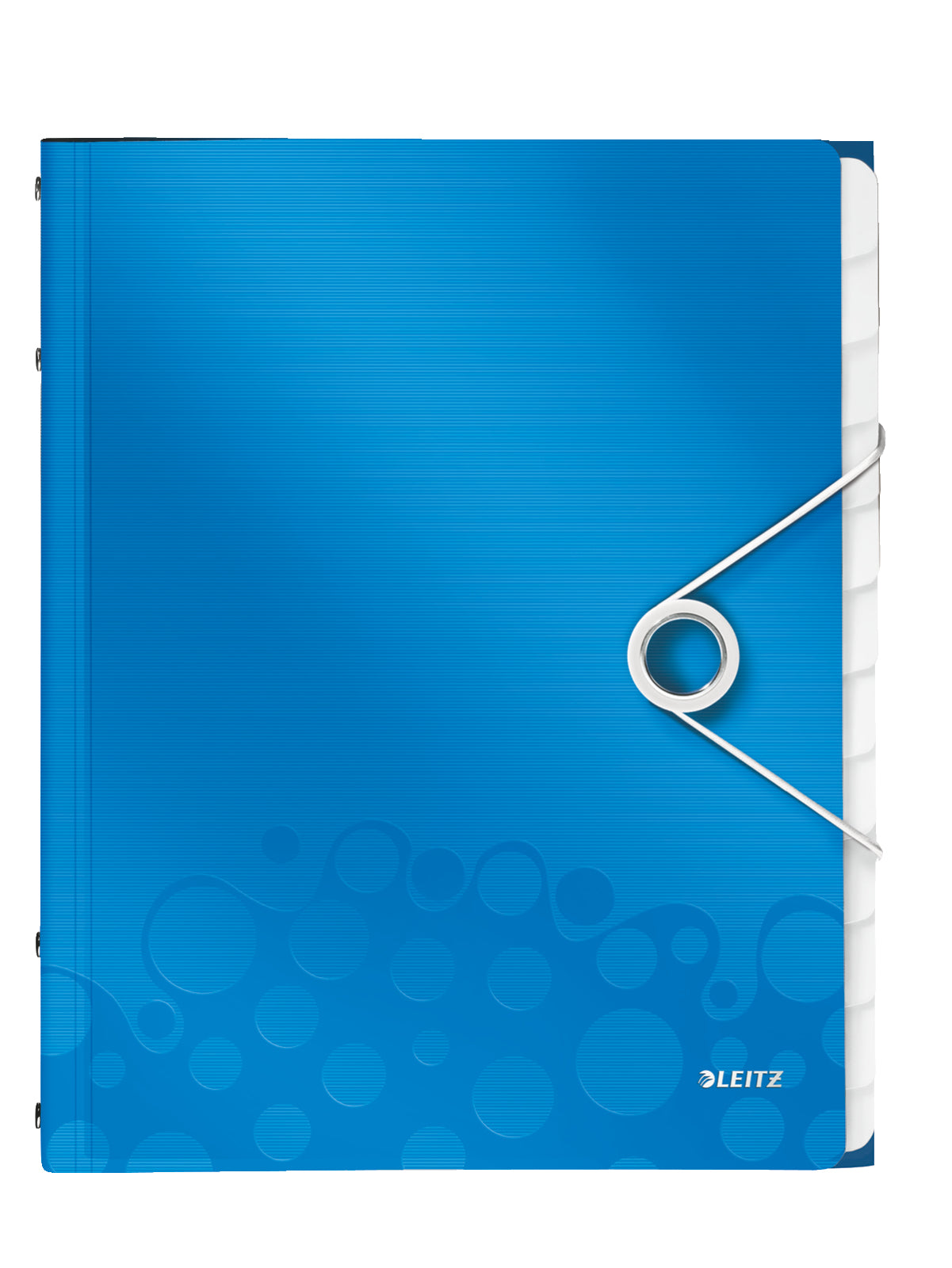 Leitz WOW A4 Fächermappe – 12 Fächer, Gummiband, Polypropylen (PP), Blau, Metallisch, 3 Schutzklappen, Taben
