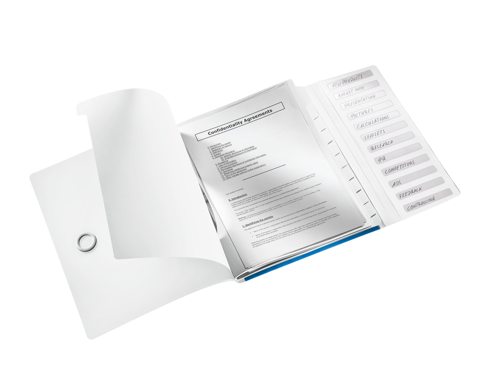 Leitz WOW A4 Fächermappe – 12 Fächer, Gummiband, Polypropylen (PP), Blau, Metallisch, 3 Schutzklappen, Taben