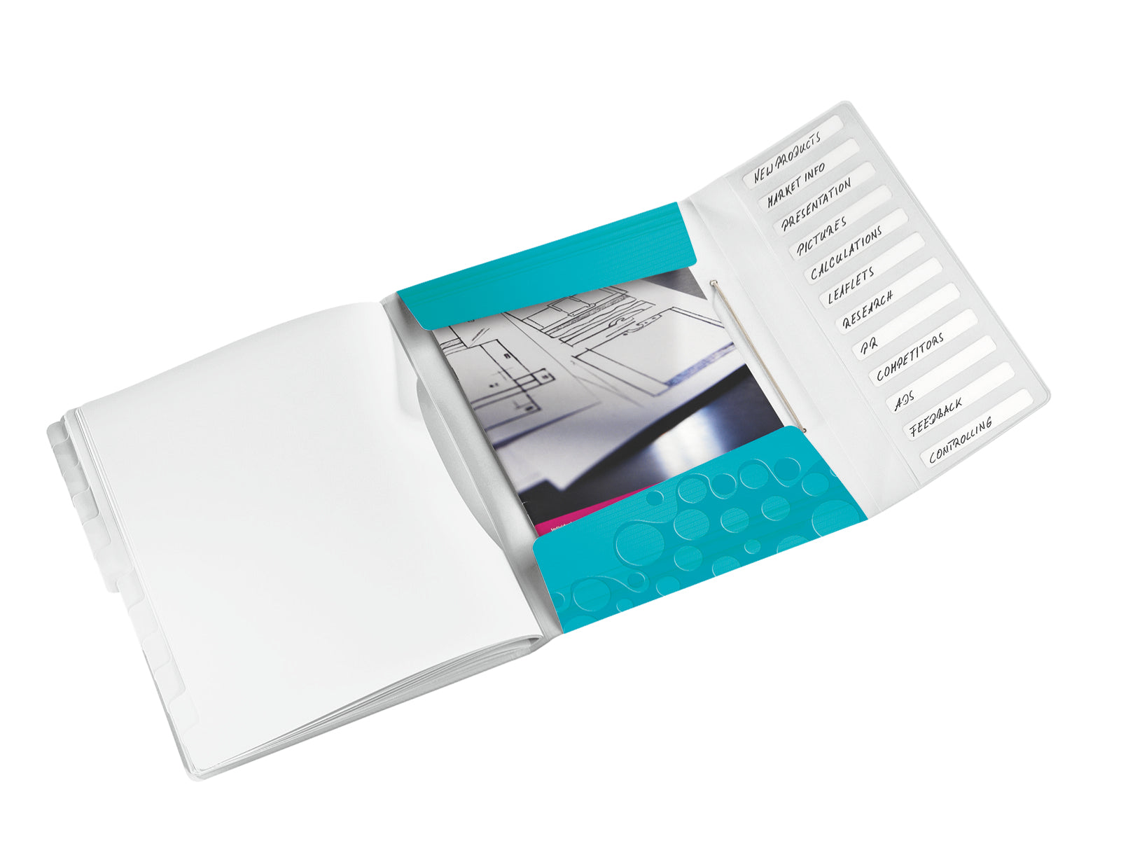 Leitz WOW Fächermappe A4 – 12 Fächer, Gummiband, Polypropylen (PP), Blau, Metallisch