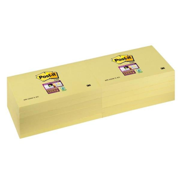 Post-it Super Sticky Haftnotizen – 76 × 127 mm – Gelb, 90 Blatt/Block, 12er-Pack