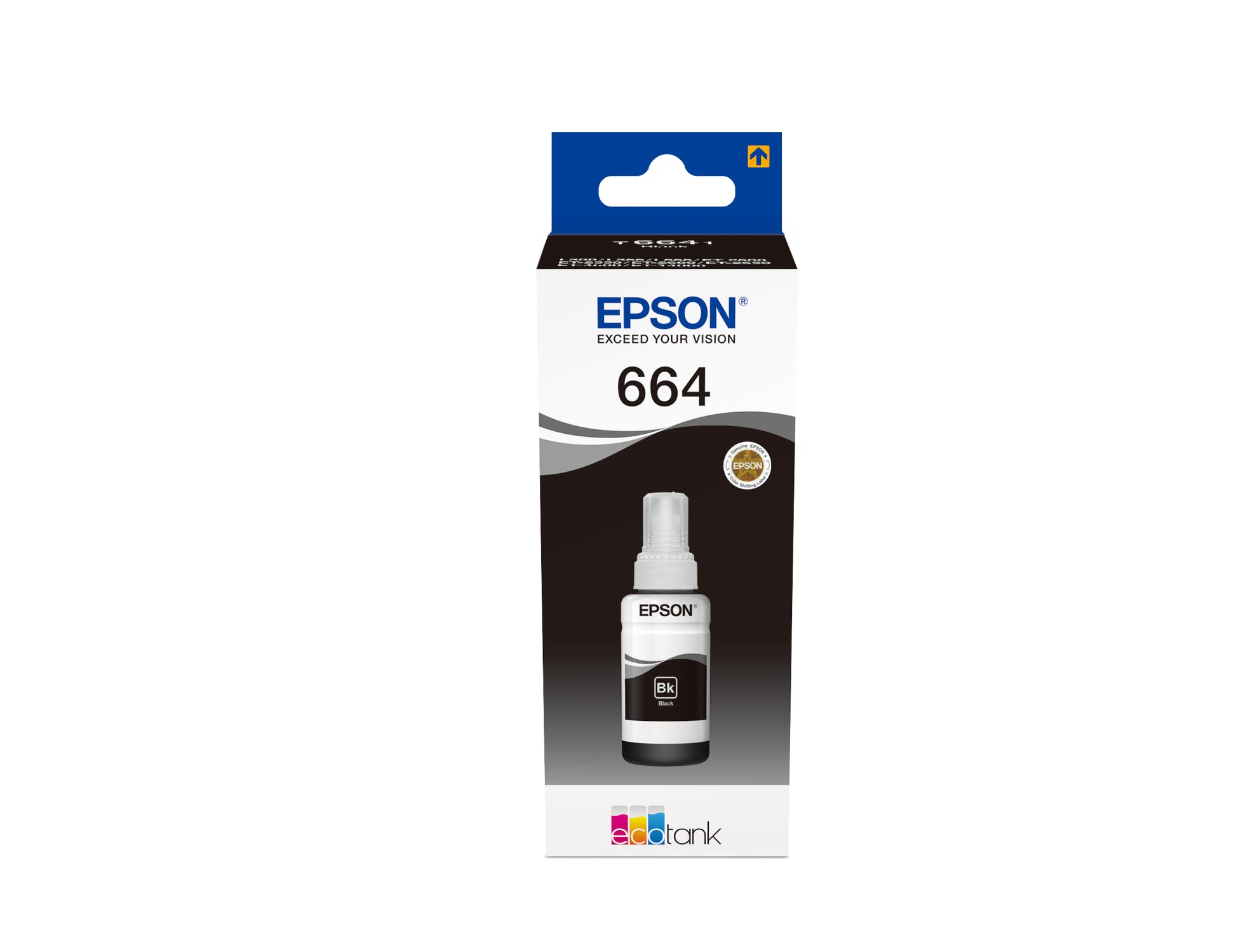 Epson 664 Schwarz Tintenpatrone (Original) – 70 ml – für EcoTank L355/L555, ET-4550 – T664140