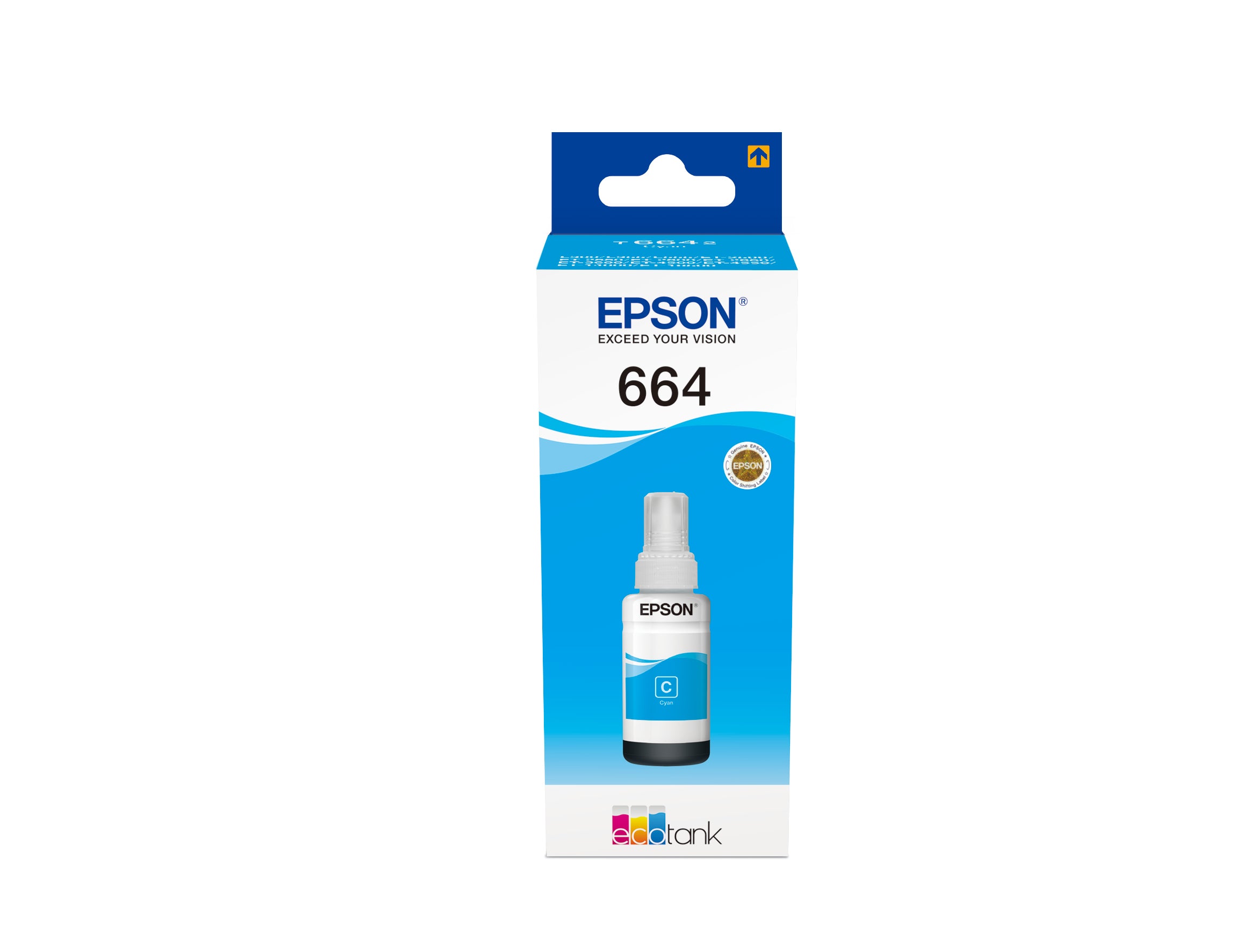 Epson 664 Cyan Tintenpatrone (Original) – 70 ml – für EcoTank L355/L555, ET-4550/4500 …