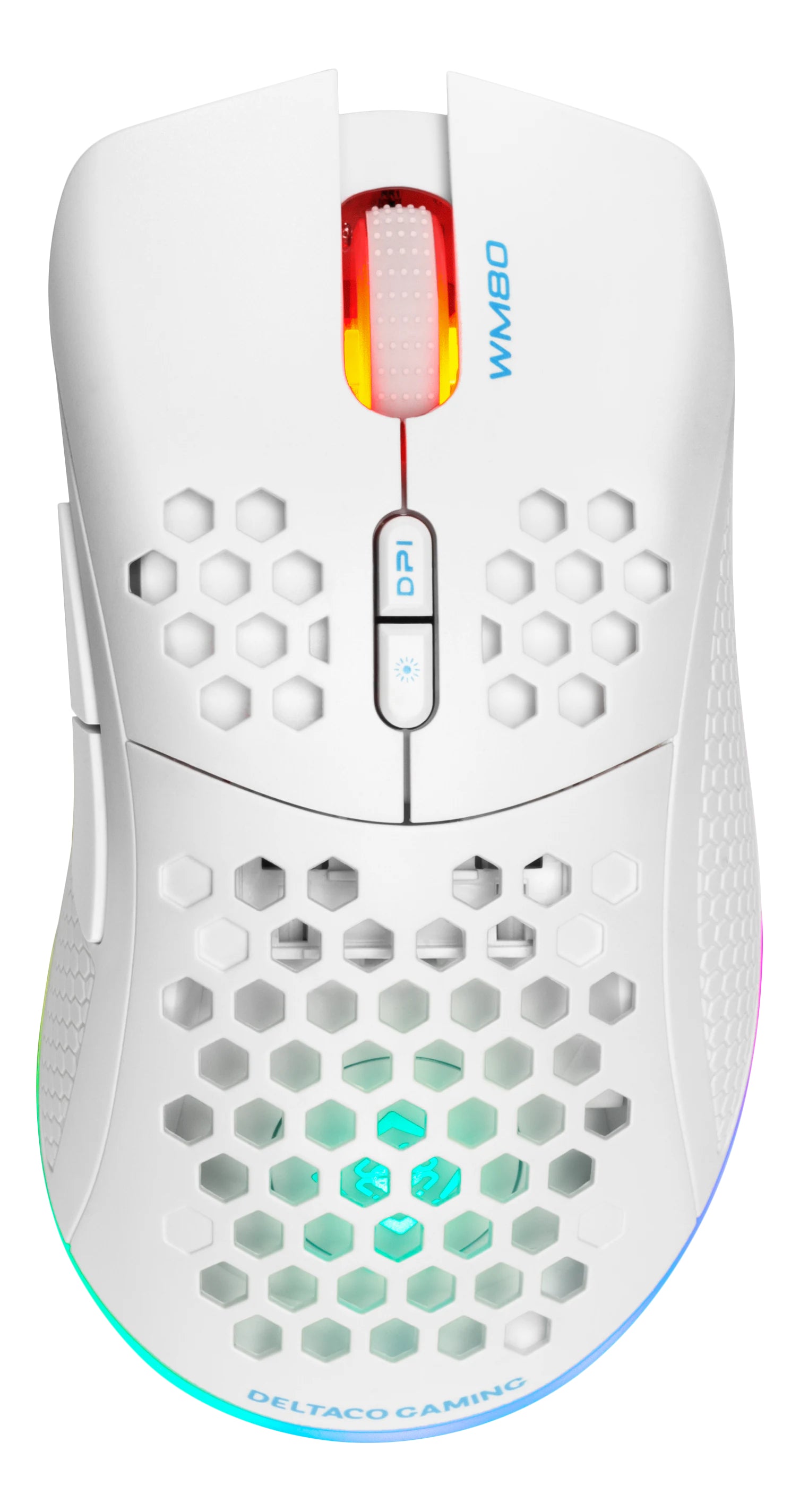 Deltaco Gaming WM80 – Gaming-Maus – Kabellos (Bluetooth/2,4 GHz), 6400 DPI, RGB-Beleuchtung, Rechtshänder, Weiss