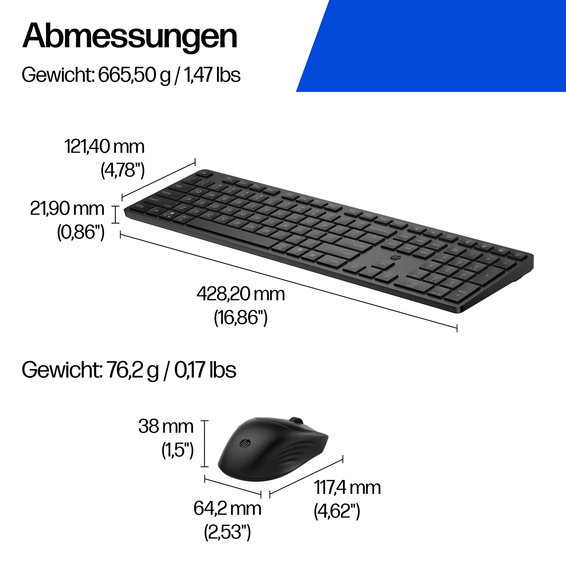 HP 495C – Tastatur- und Maus-Set – Bluetooth & 2,4 GHz (USB-A Empfänger) – Multi-Device – Weiss