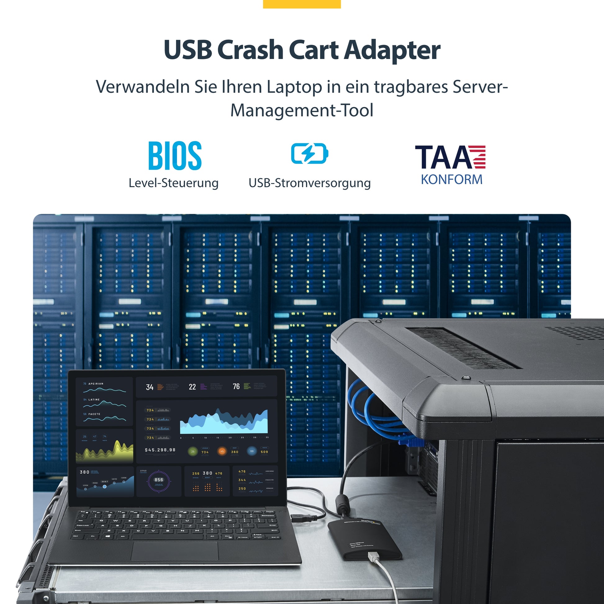 StarTech.com USB-Extender (KVM Crash-Cart Adapter) – VGA, USB 2.0, USB Mini-B/USB A, PS/2 – für Laptop