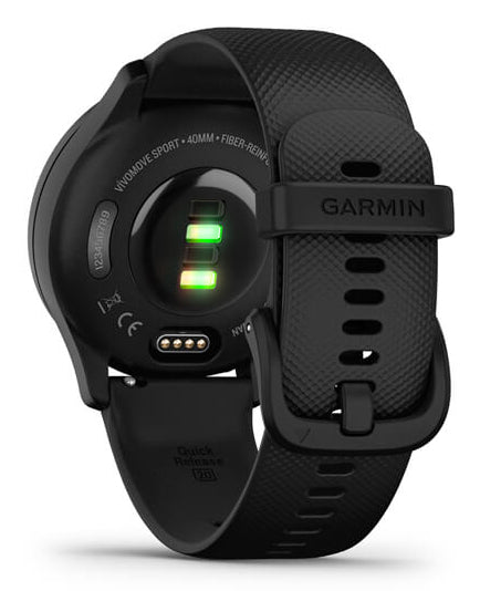 Garmin vivomove Sport – Smartwatch – 40 mm, Connected GPS, Bluetooth, OLED, 5 ATM, Schwarz, Sportarmband