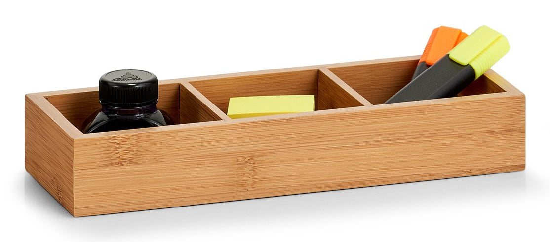 Zeller Present 13335 Aufbewahrungsbox – Bambus – Braun – 3 Fächer – 102 × 45 × 280 mm
