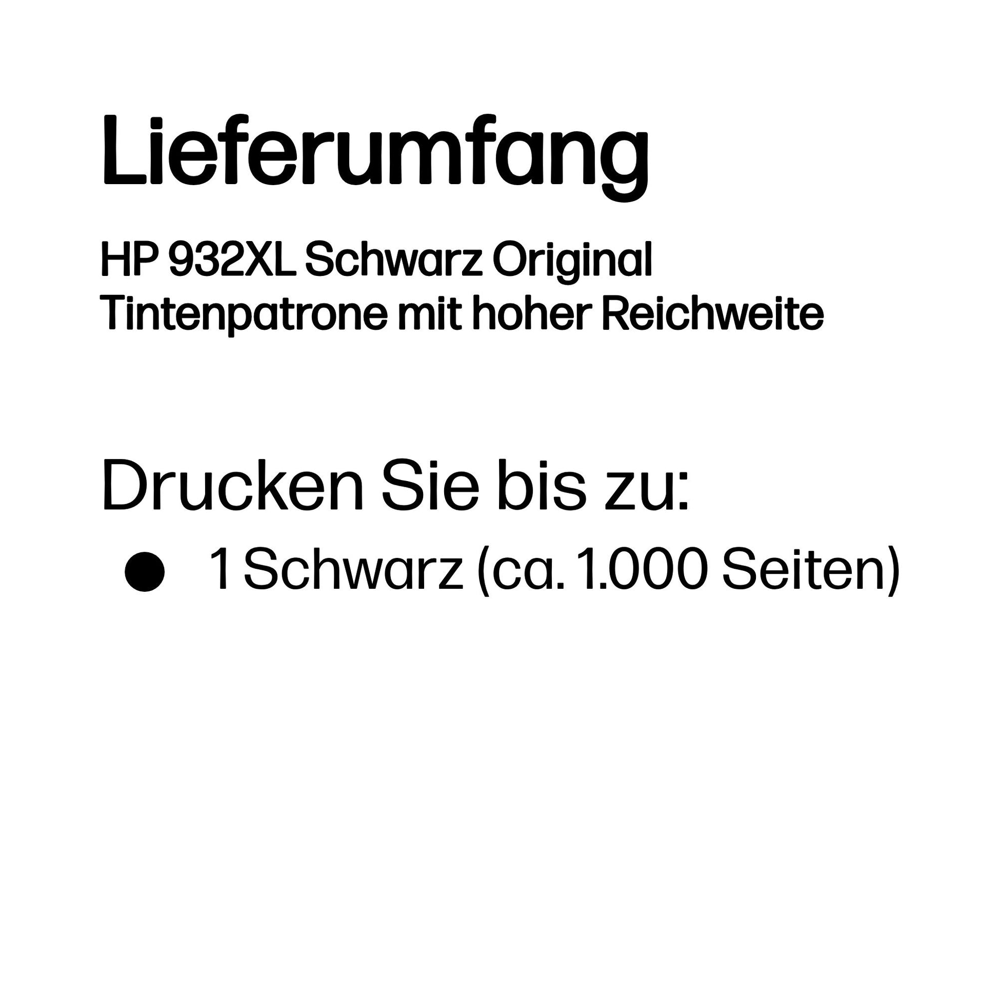 HP 932XL Schwarz Tintenpatrone (Original) – 1'000 Seiten – für HP OfficeJet 6100/7110/7610 – CN053AE