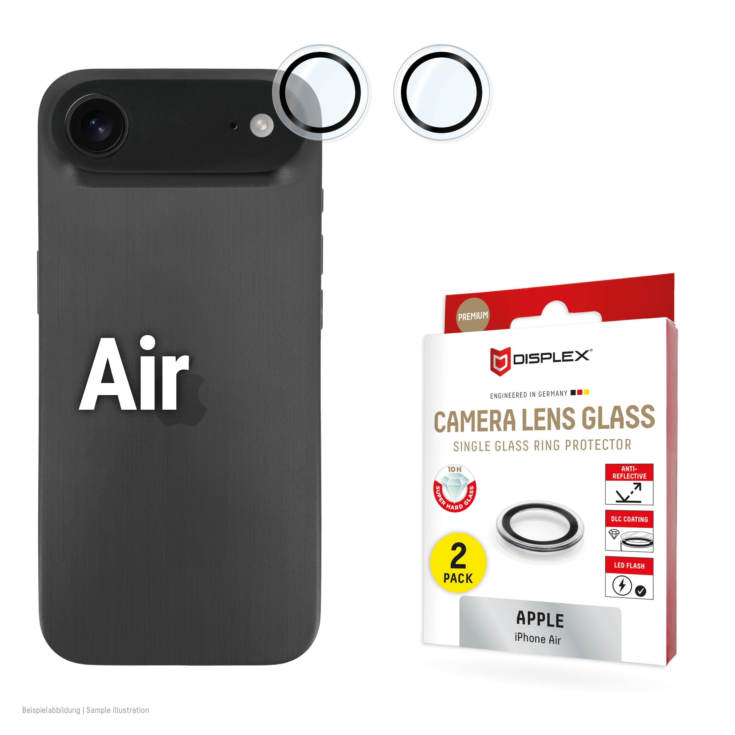 E.V.I. CamGlass – Kameraobjektivschutz – Härte 10H, schlag- und kratzfest – für iPhone Air