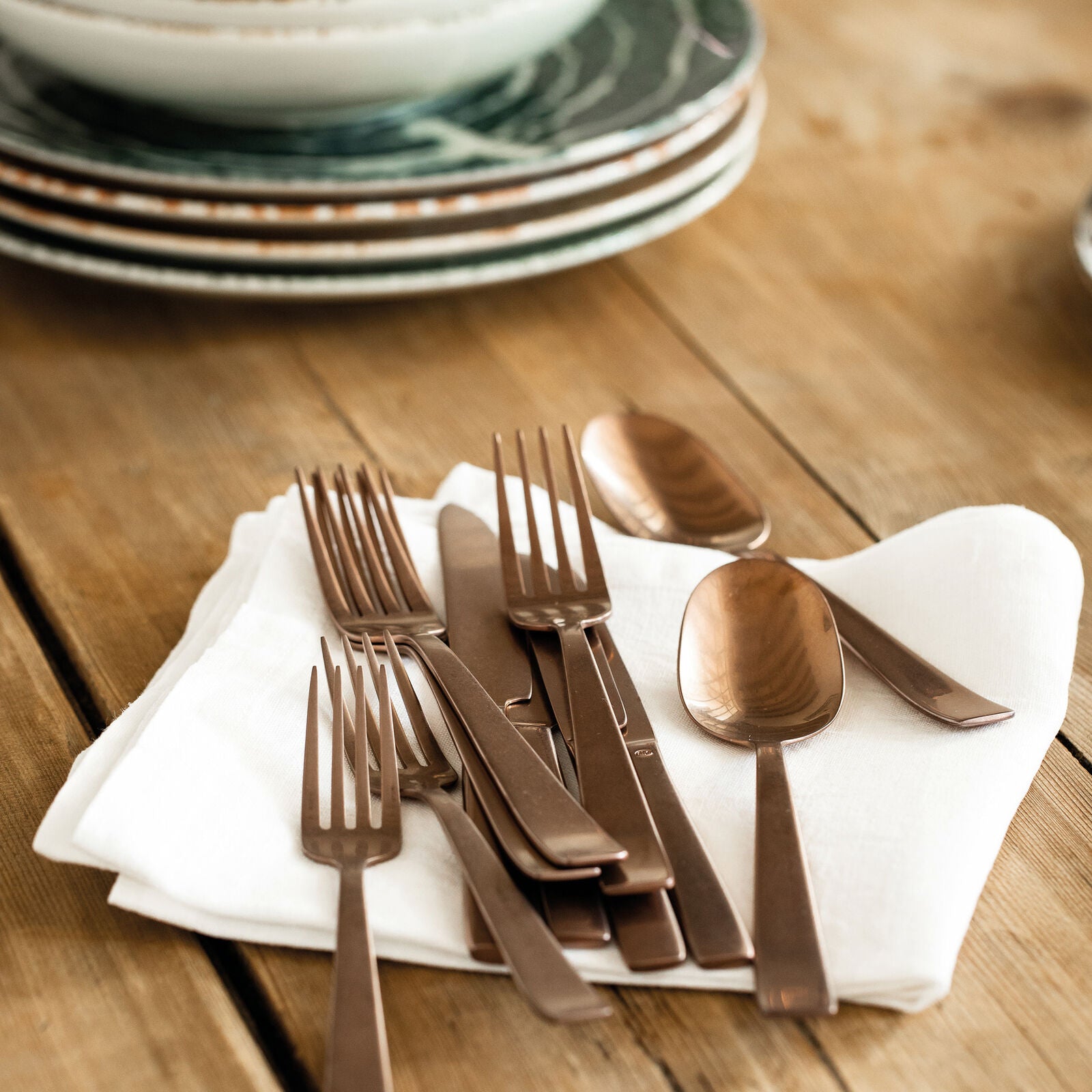 Arthur Krupp Essteller Wood Essence – 12er Set, Porzellan, Braun, spülmaschinenfest, mikrowellengeeignet