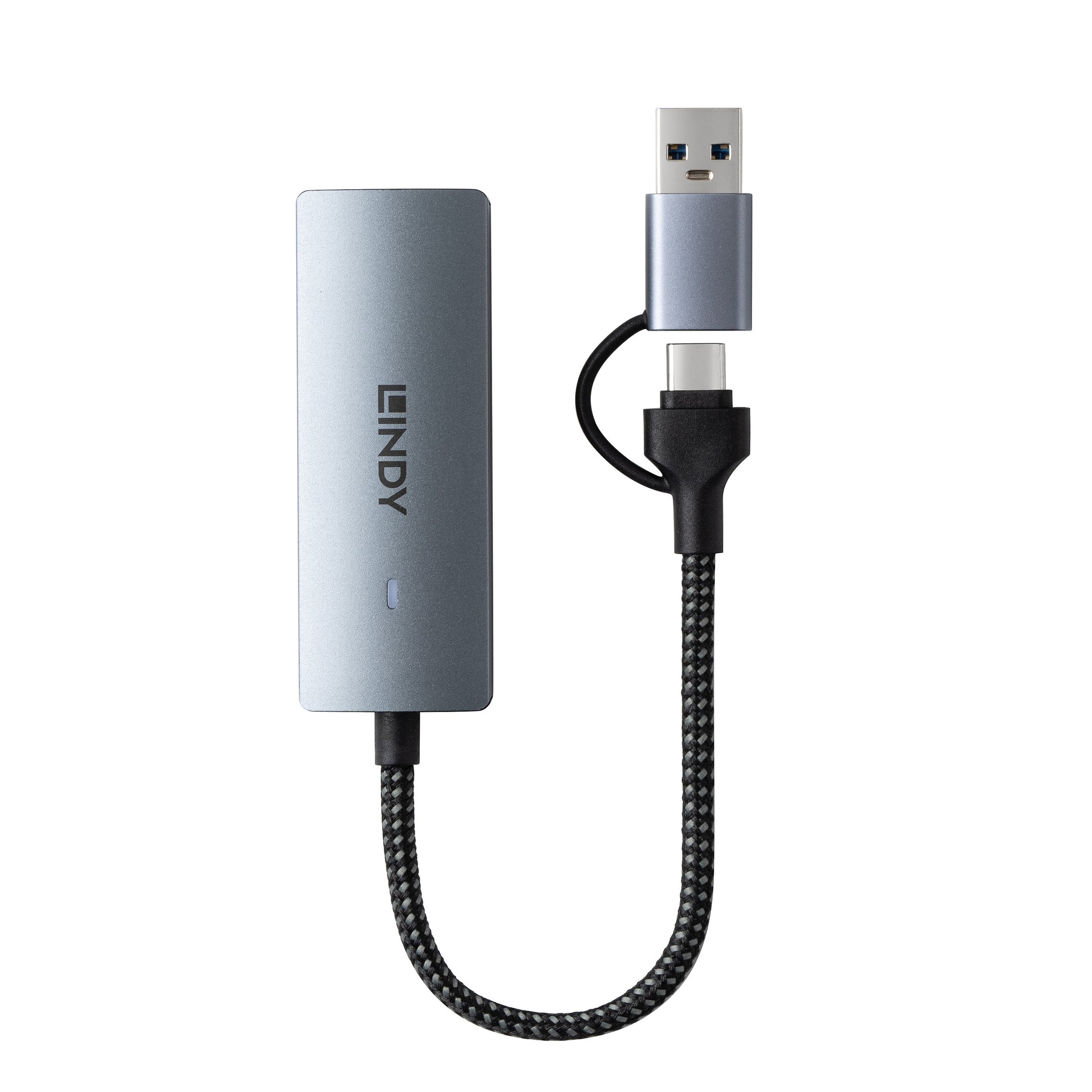 Lindy USB-C zu 5G Ethernet-Adapter 43415 – USB 3.2 Gen 2, 5 Gbit/s, 1× RJ-45, Grau