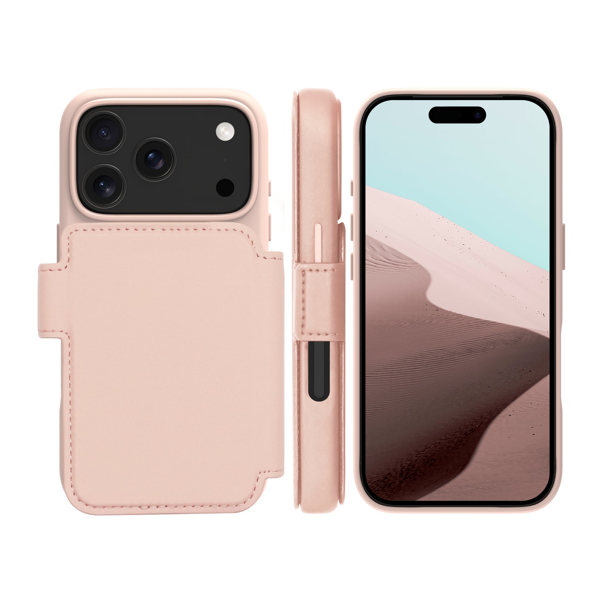 dbramante1928 Lynge MS ICON Wallethülle – für Apple iPhone 17 Pro, 3 Kartenfächer, Kunststoff, Pink Sand