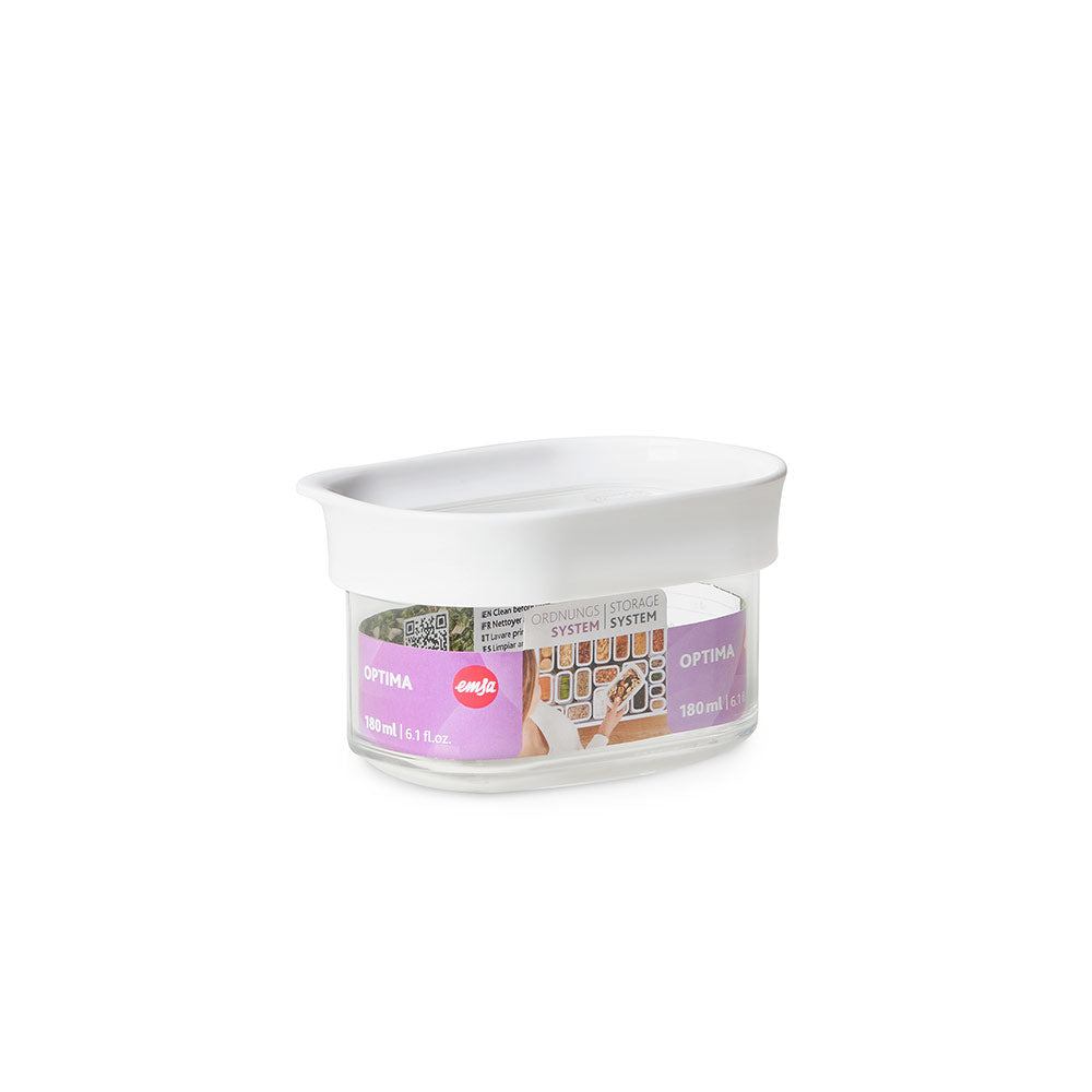 EMSA Vorratsdose 180 ml, 9,9 × 6,9 × 6,5 cm, Kunststoff (MS/TPE), BPA-frei, transparent/weiss