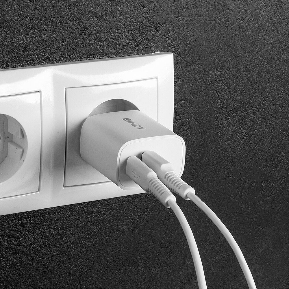 Lindy Ladegerät – 20 W, 1× USB-C + 1× USB-A