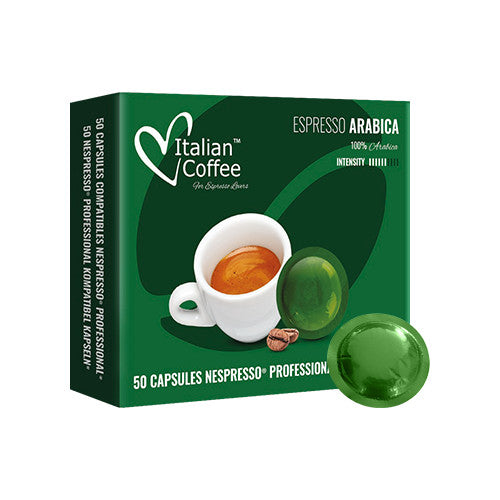 Italian Coffee Office Pads Arabica – Kaffeepads für Nespresso – Espresso, Intensität 6, 50 Pads