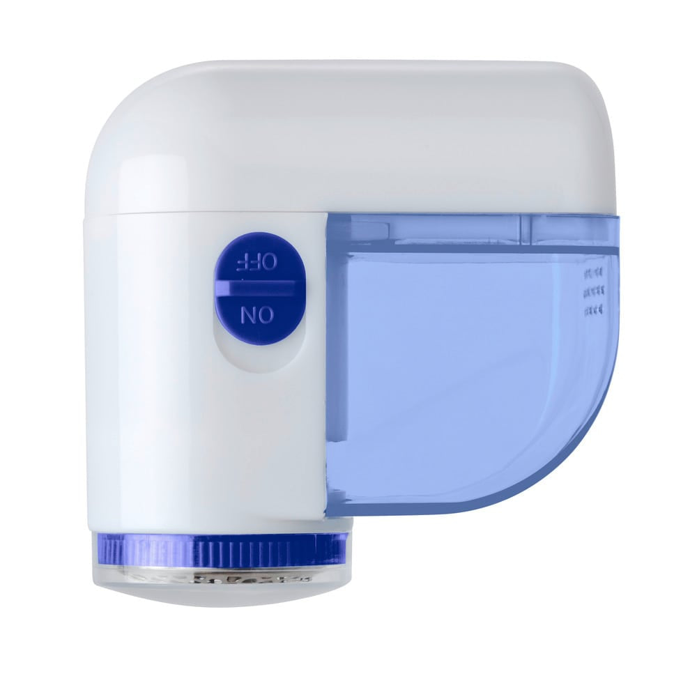WENKO Mini Fusselrasierer – Kunststoff, Edelstahlmesser – Blau/Weiss – 7,5 × 4,0 × 7,5 cm