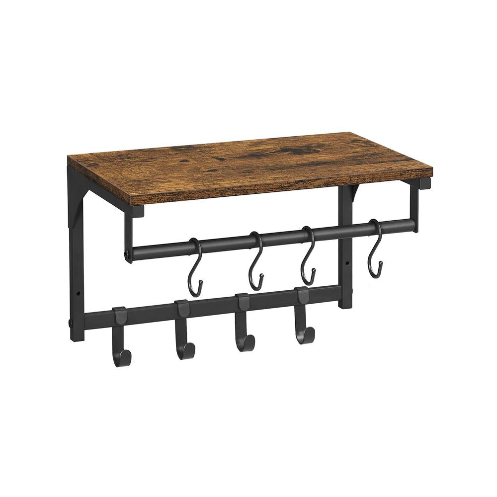Vasagle Wandgarderobe – 8 Haken, Spanplatte/Stahl, Schwarz/Braun, 40 × 24 × 24 cm