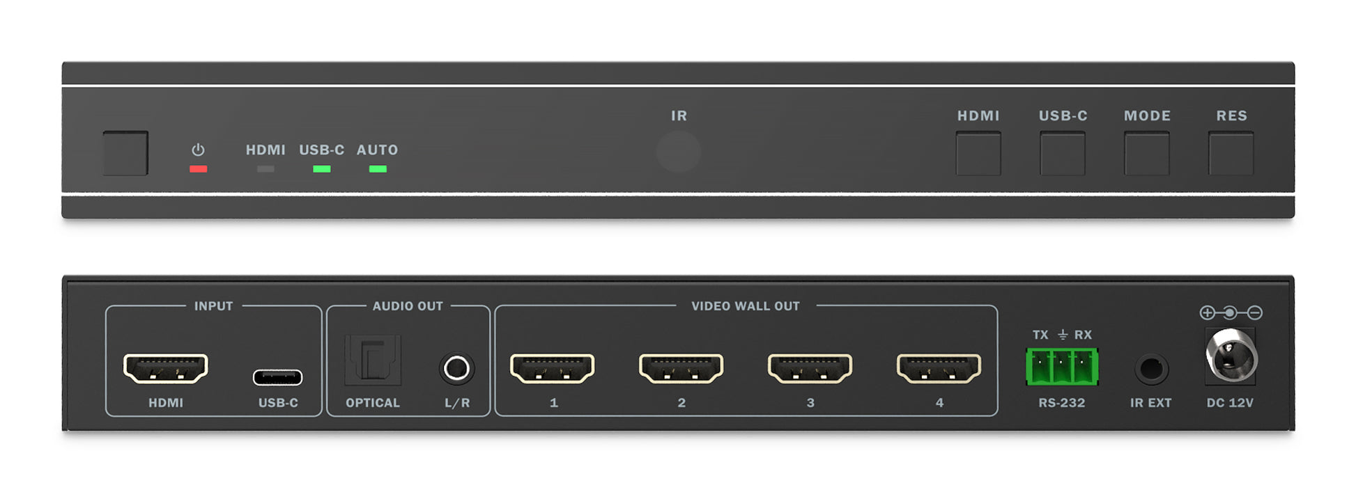 Digitus Video Wall Controller – 1×4 HDMI-Matrix, 4K60, HDMI 2.0, RS-232