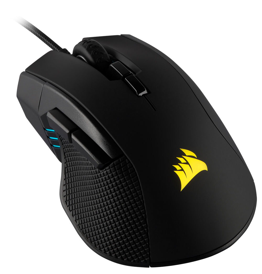 Corsair IRONCLAW RGB Gaming-Maus – kabelgebunden, 7 Tasten, für Rechtshänder, RGB-Beleuchtung, schwarz