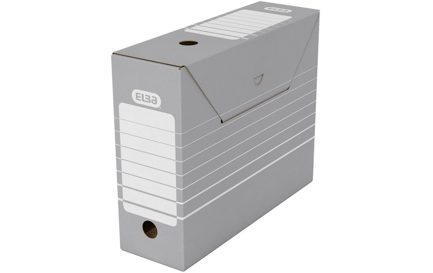 Elba Archivschachtel – A4, 110 × 270 × 340 mm, Karton, Grau/Weiss, 10er-Pack