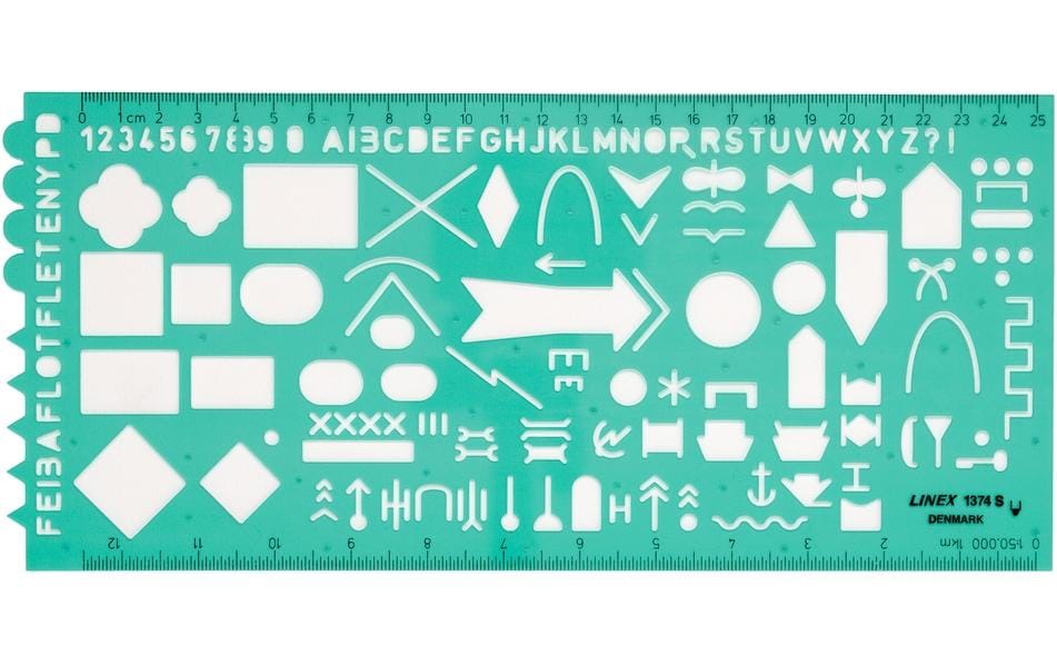 Linex Fachschablone, Taktische Zeichen, 27,5 × 12,5 cm, Kunststoff, Grün/Transparent
