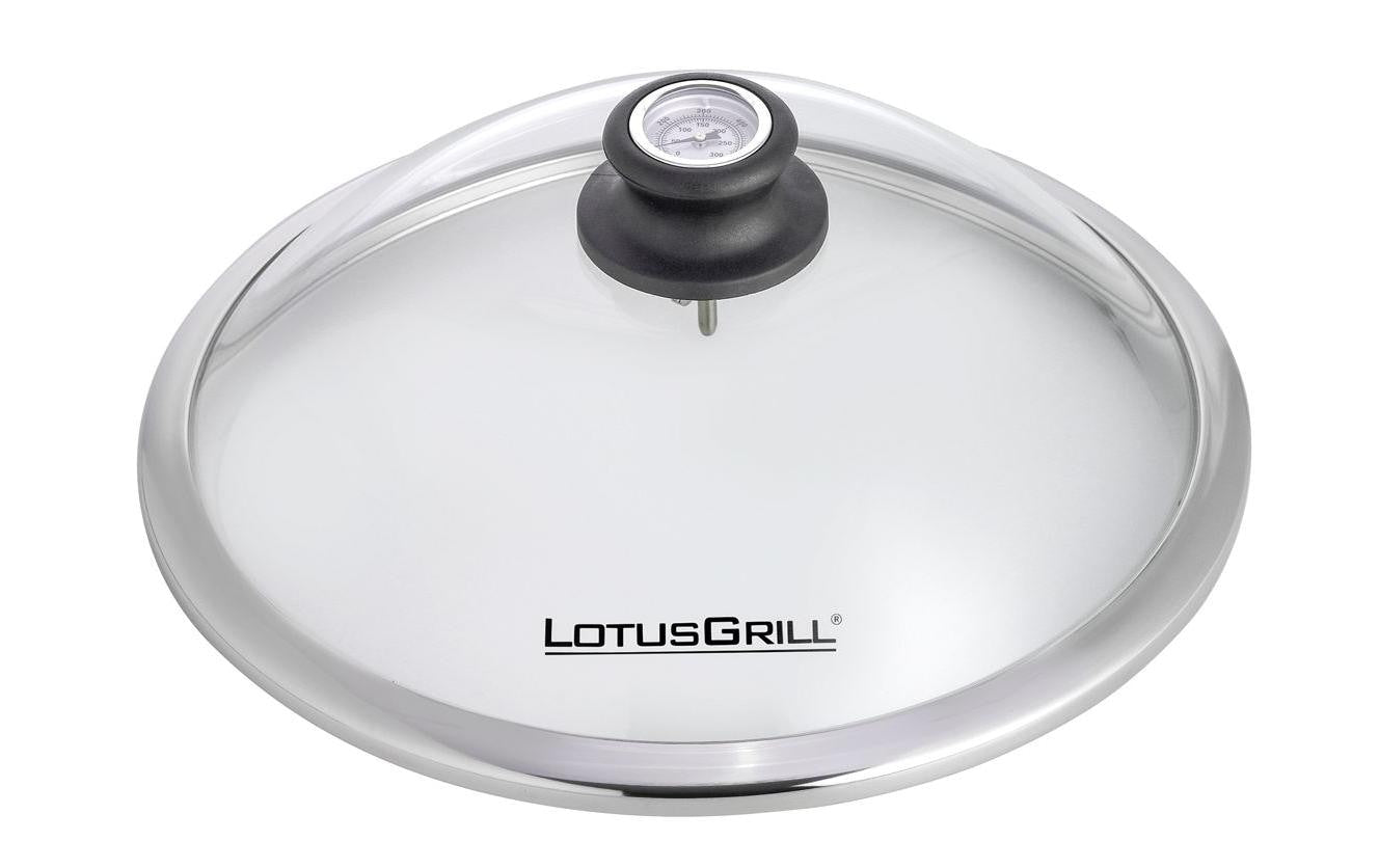 LotusGrill Glashaube Klein – Ø 29,6 cm, Höhe 12 cm, Glas/Edelstahl, für Grill Small