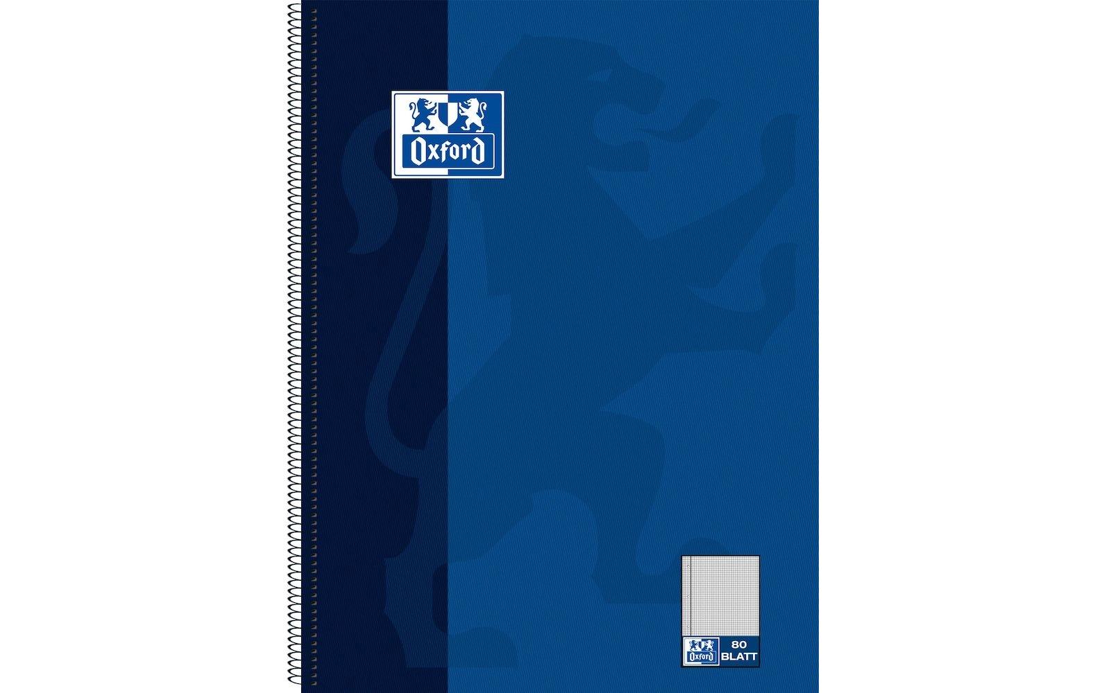 Elba Collegeblock A4+, kariert, Spiralbindung, Karton, 80 Blatt, 4-fach gelocht, perforiert, 90 g/m² – blau