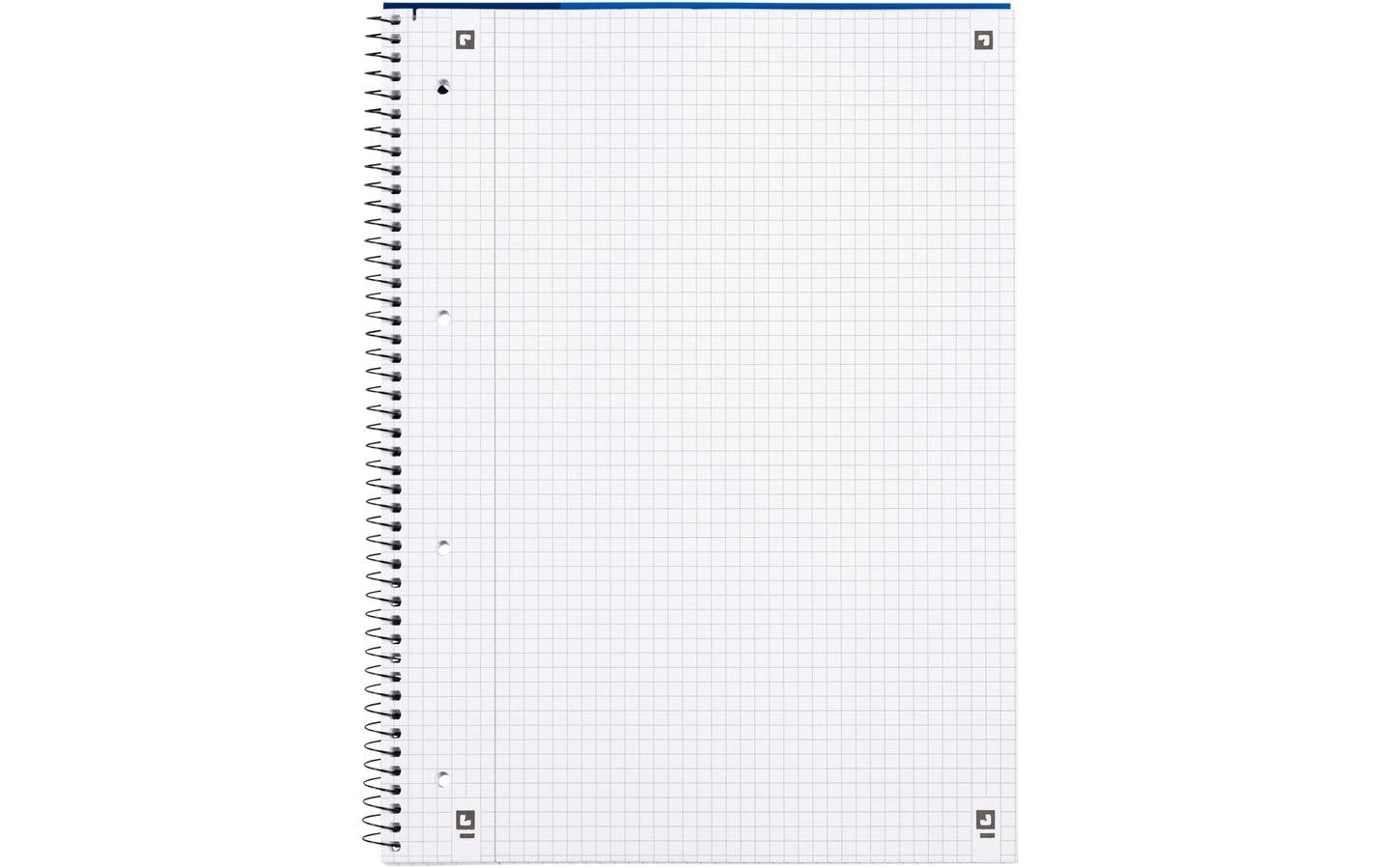 Elba Collegeblock A4+, kariert, Spiralbindung, Karton, 80 Blatt, 4-fach gelocht, perforiert, 90 g/m² – blau