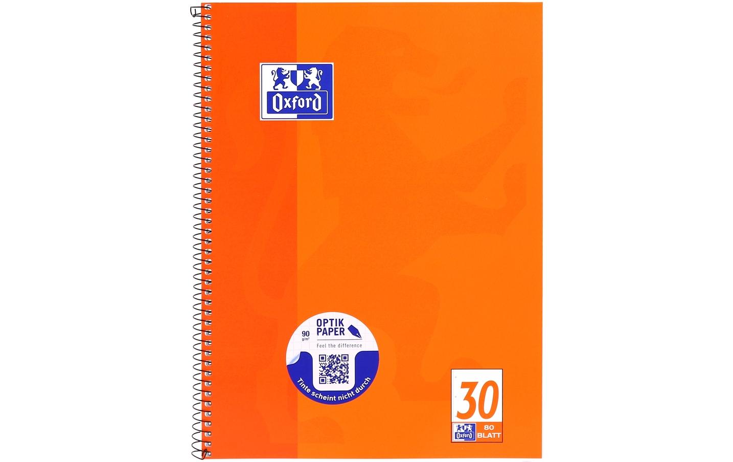 Elba Collegeblock A4+, blanko, Spiralbindung, Karton, 80 Blatt, perforiert, 90 g/m² – orange