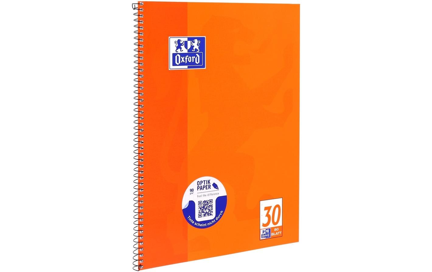 Elba Collegeblock A4+, blanko, Spiralbindung, Karton, 80 Blatt, perforiert, 90 g/m² – orange