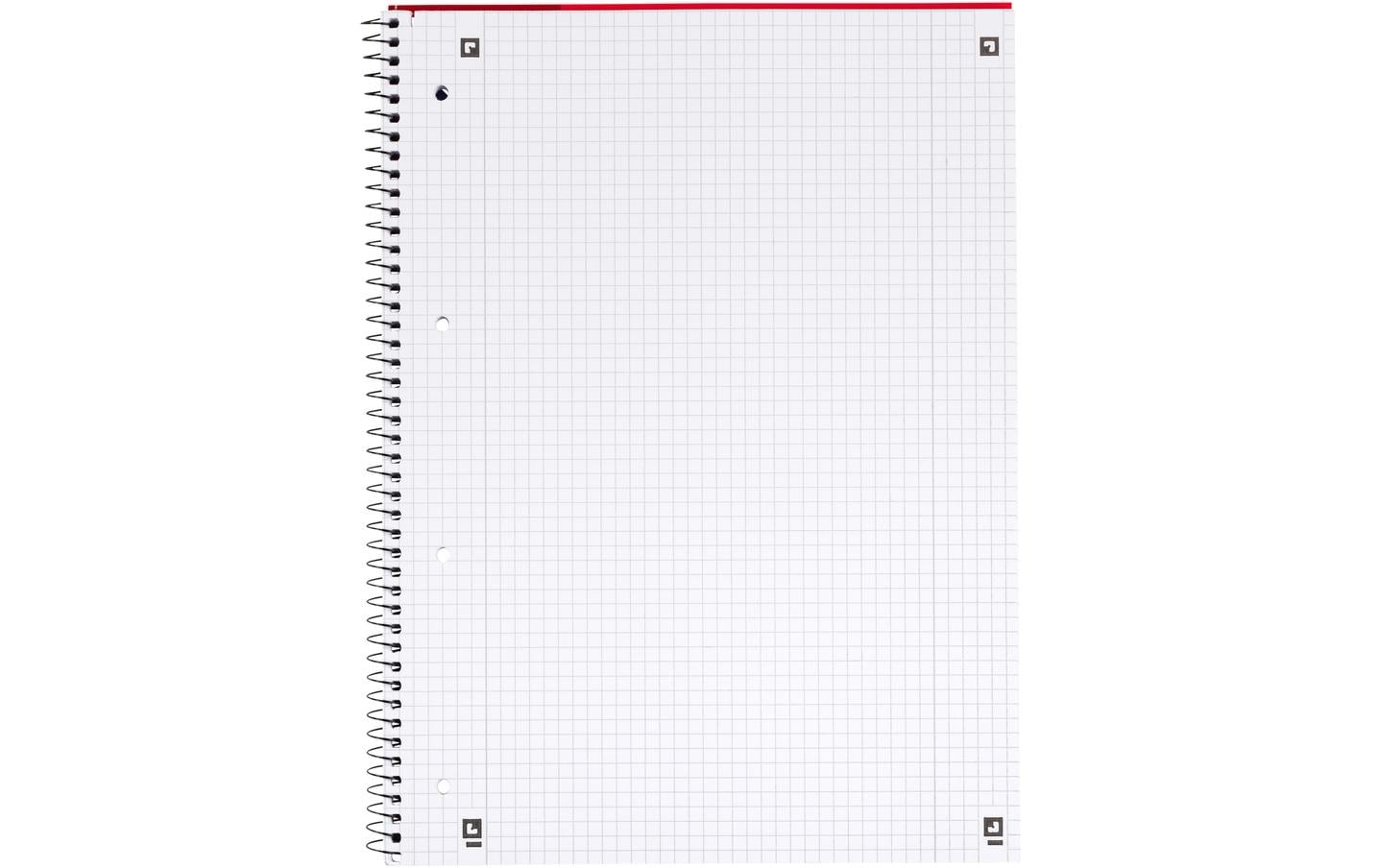 Oxford Collegeblock – A4 – kariert – 80 Blatt – 90 g/m² – Softcover, 4-fach gelocht, mikroperforiert, rot