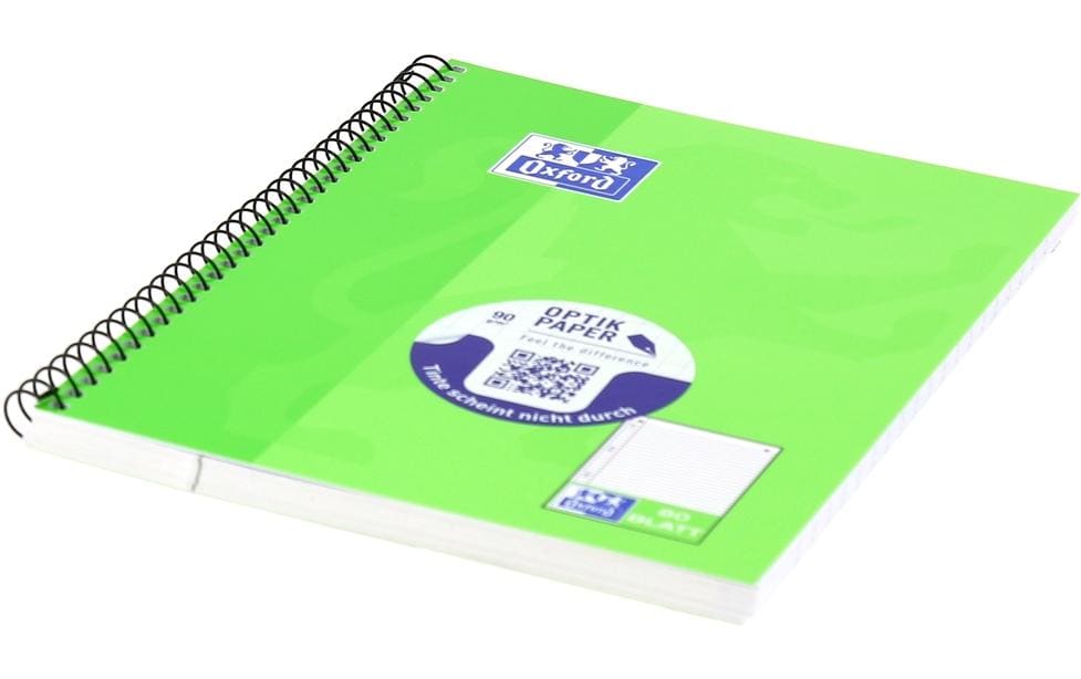 Elba Collegeblock, liniert, Spiralbindung, Karton, 80 Blatt, 6-fach gelocht, perforiert, 90 g/m² – hellgrün