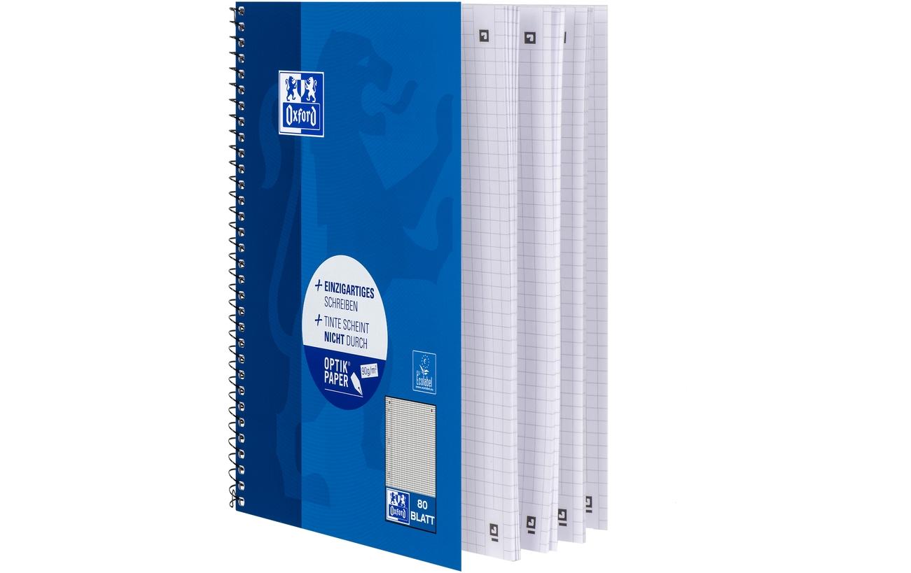 Elba Collegeblock A5+, kariert 5 mm, Spiralbindung, Karton, 80 Blatt, mikroperforiert, 90 g/m² – blau