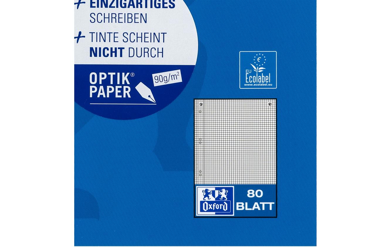 Elba Collegeblock A5+, kariert 5 mm, Spiralbindung, Karton, 80 Blatt, mikroperforiert, 90 g/m² – blau