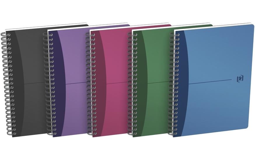 Elba Collegeblock, Spiralbindung, 90 Blatt, 90 g/m² – sortiert (blau, grün, rot, lila und silber)