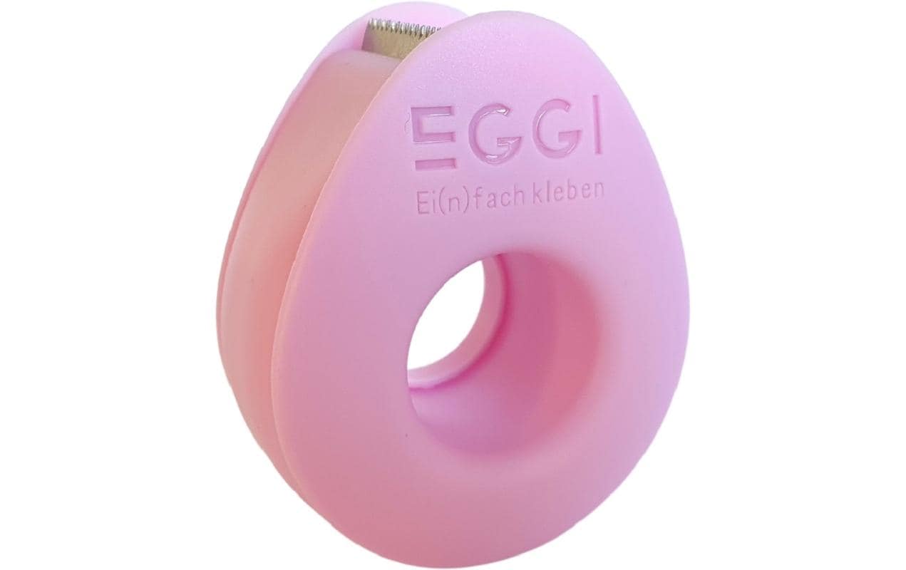 EGGI Handabroller – für Klebeband bis 19 mm × 10 m, inkl. 1 Rolle 19 mm × 10 m, Kunststoff (Recycling), rosa