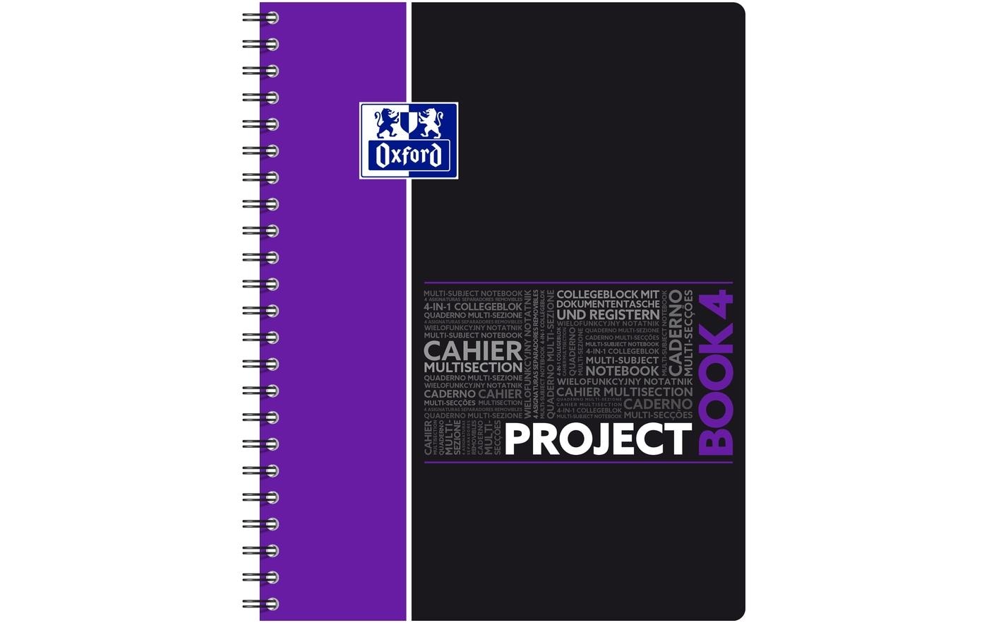 Elba Collegeblock, 4-fach gelocht, perforiert, 90 g/m² – sortiert (gelb, violett, blau, rot) für SCRIBZEE App
