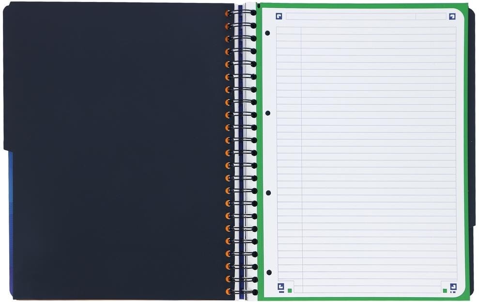 Oxford Notizblock – A4 – 120 Blatt – Softcover, 4-fach gelocht, 3 Trennblätter, Dokumententasche – Blau