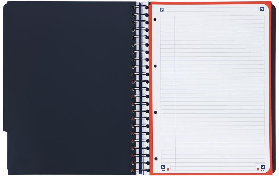 Oxford Notizblock – A4 – 120 Blatt – Softcover, 4-fach gelocht, 3 Trennblätter, Dokumententasche – Blau