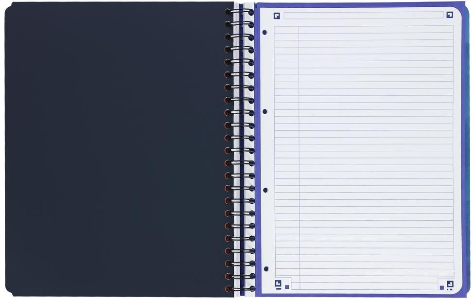 Oxford Notizblock – A4 – 120 Blatt – Softcover, 4-fach gelocht, 3 Trennblätter, Dokumententasche – Blau
