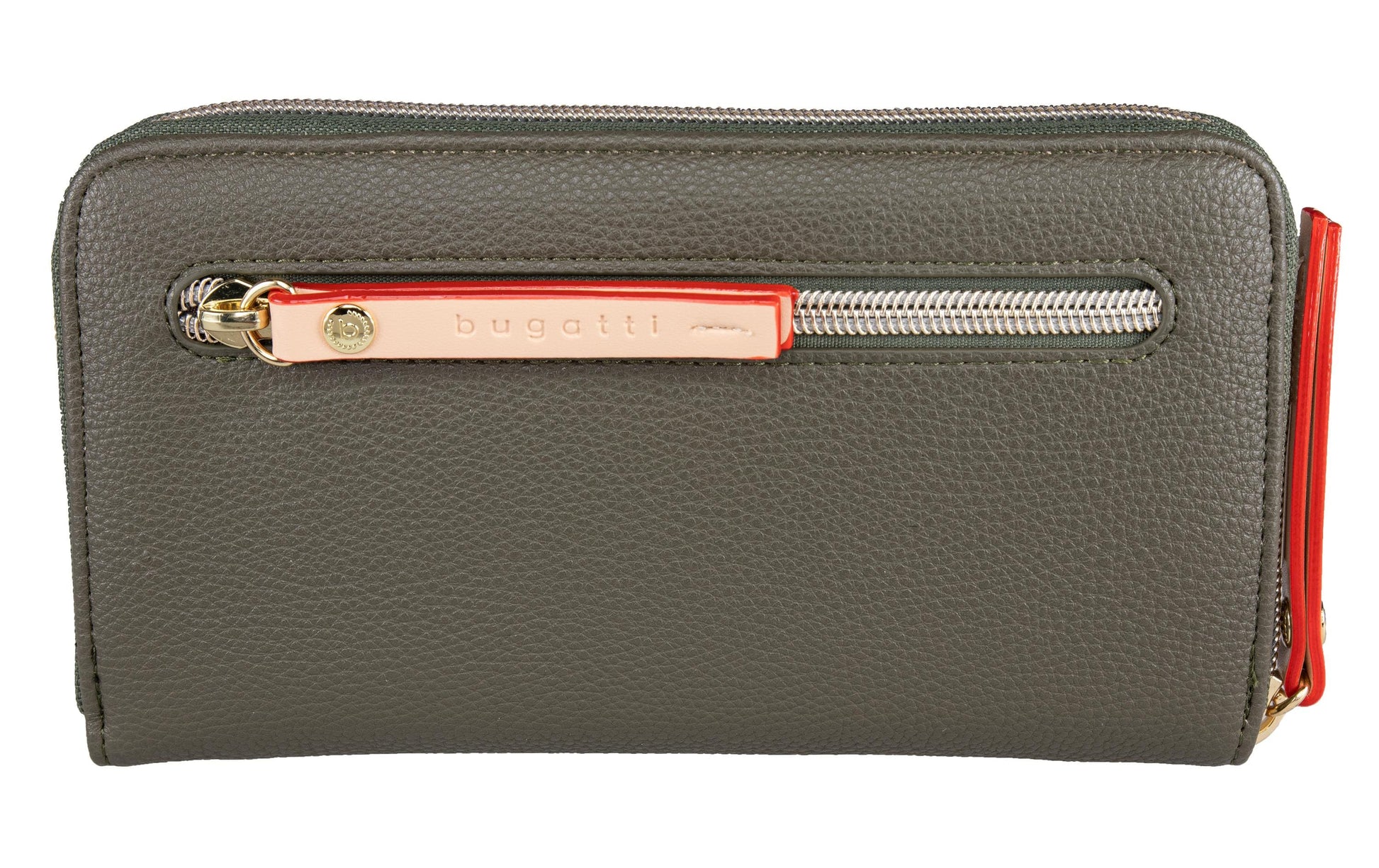 Bugatti cases Bugatti – Damenbörse Ella – Reissverschluss, Münzfach, 9 Kartenfächer – 19 × 10 × 2 cm – Olivgrün – Polyurethan